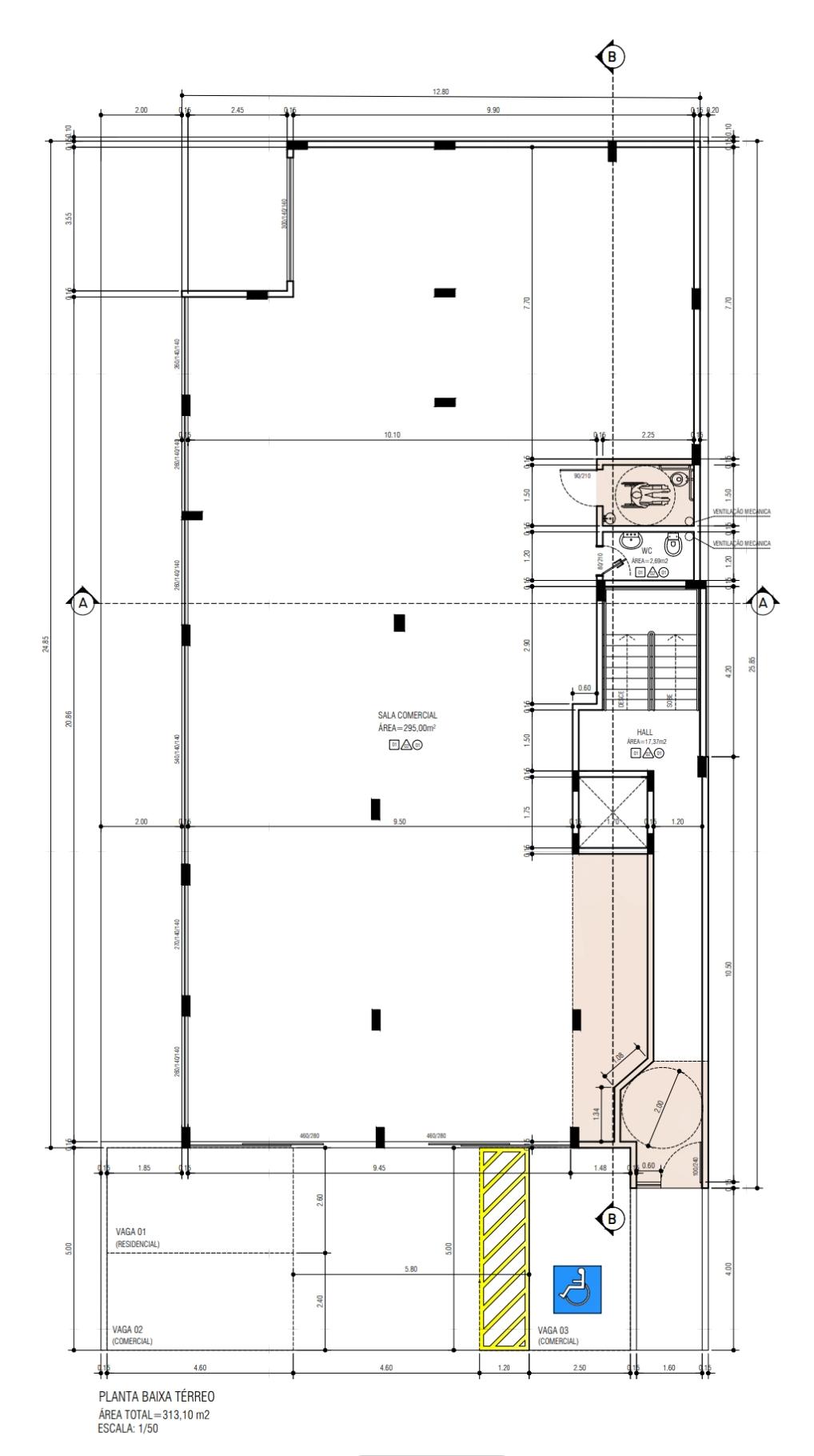 Planta Baixa - Sala Comercial 295 m²